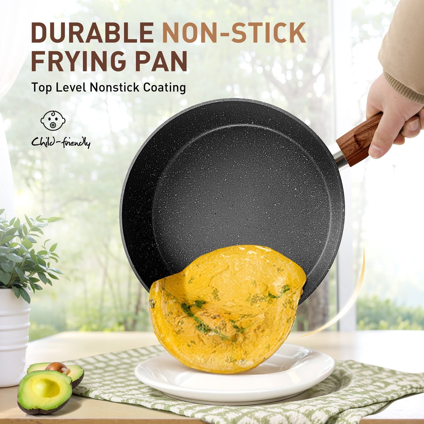 Ensemble de casseroles et poêles antiadhésives, ensemble de cuisine en granit, 12 pièces.