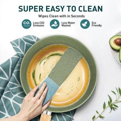 Ensemble de casseroles et poêles antiadhésives, ensemble de cuisine en granit, 12 pièces.