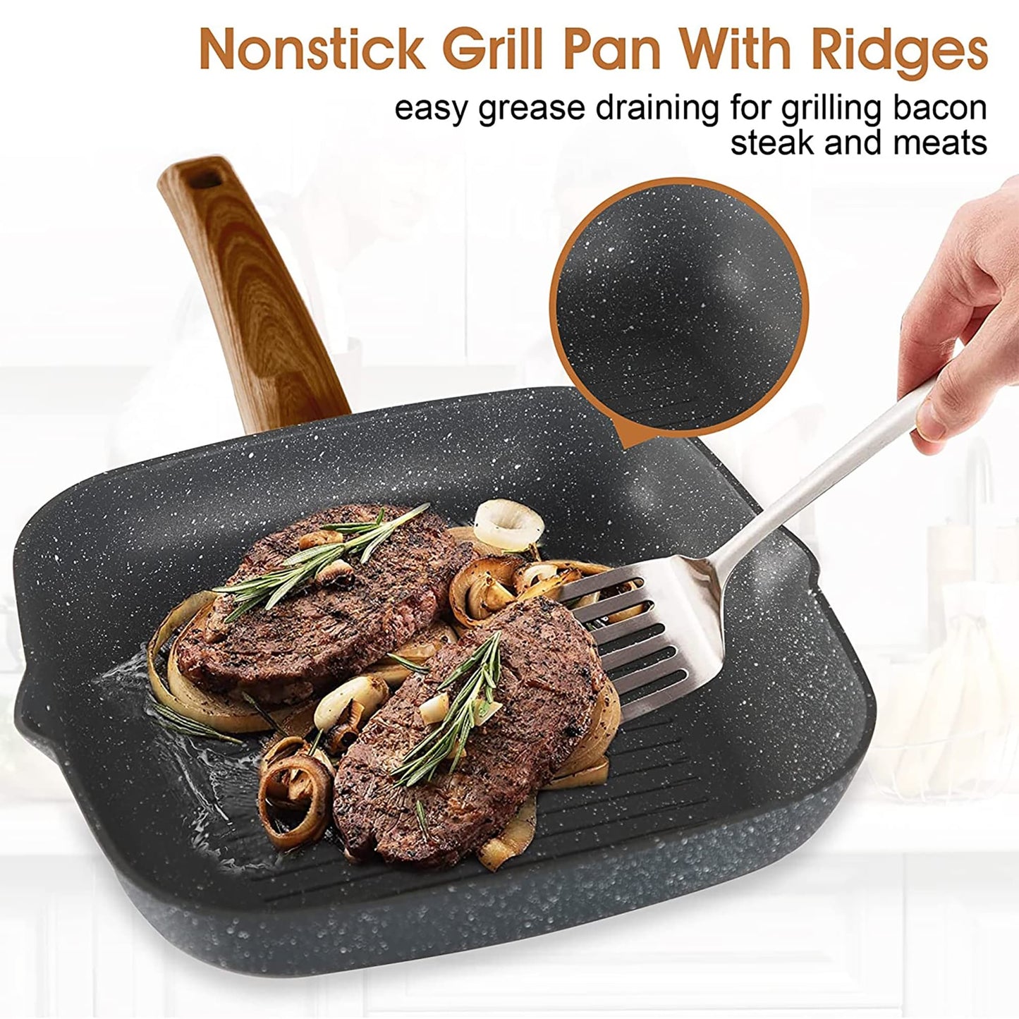 Ensemble de casseroles et poêles en granit pour cuisine, ensemble de casseroles antiadhésives, 12/15/30 pièces