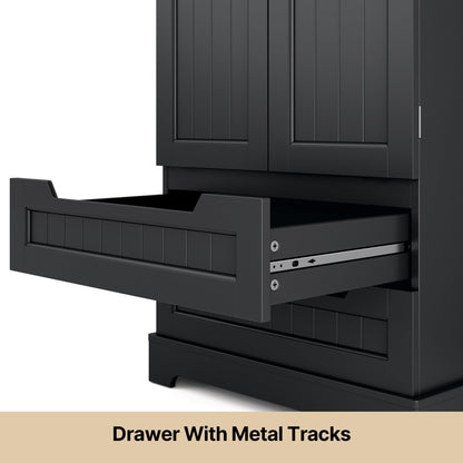 Armoire de rangement pour cuisine, armoire de rangement pour salle de bain à poser avec 2 portes et tiroirs