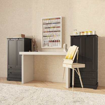 Armoire de rangement pour cuisine, armoire de rangement pour salle de bain à poser avec 2 portes et tiroirs