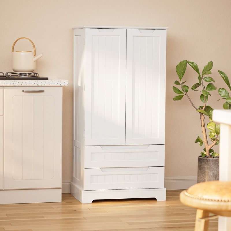 Armoire de rangement pour cuisine, armoire de rangement pour salle de bain à poser avec 2 portes et tiroirs