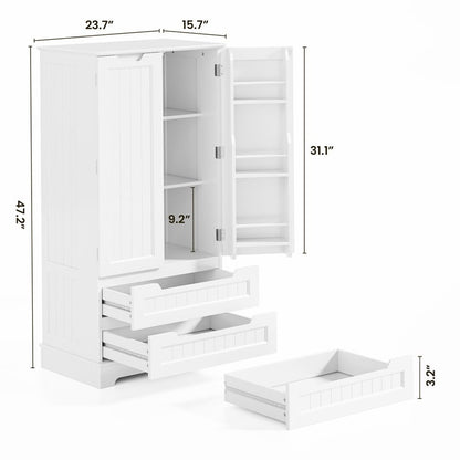 Armoire de rangement pour cuisine, armoire de rangement pour salle de bain à poser avec 2 portes et tiroirs