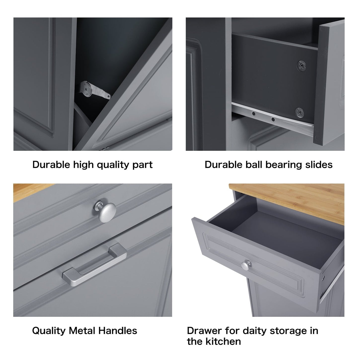 Poubelle de cuisine à bascule, bac à poubelles, rangement, paniers à déchets en bois pour comptoir avec tiroir