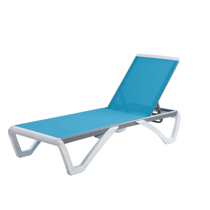 Chaise longue de jardin inclinable et réglable Kozyard Alan, entièrement en aluminium et avec pieds en résine de polypropylène.