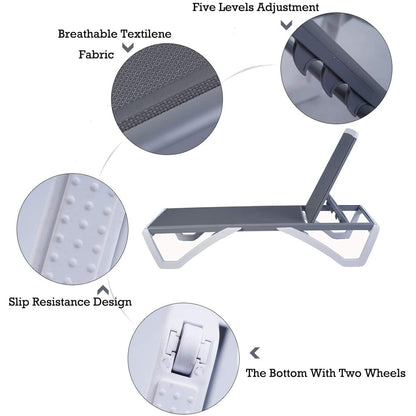Chaise longue de jardin inclinable et réglable Kozyard Alan, entièrement en aluminium et avec pieds en résine de polypropylène.