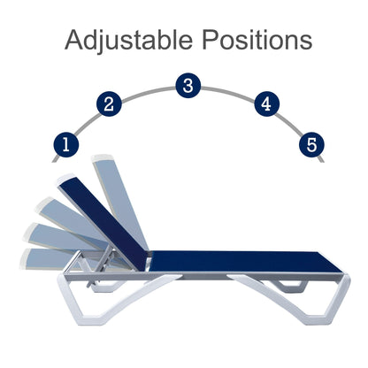 Chaise longue de jardin inclinable et réglable Kozyard Alan, entièrement en aluminium et avec pieds en résine de polypropylène.