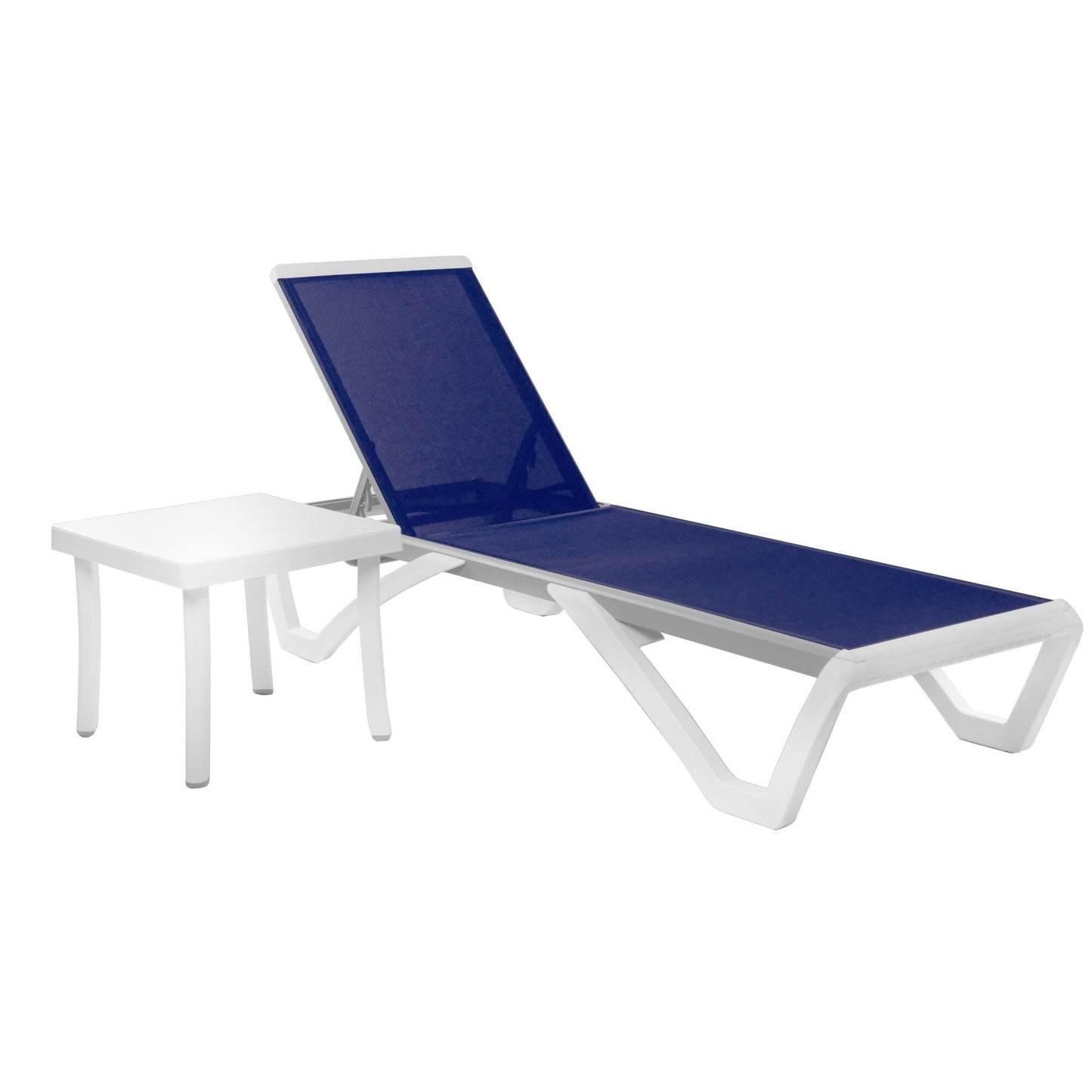Chaise longue de jardin inclinable et réglable Kozyard Alan, entièrement en aluminium et avec pieds en résine de polypropylène.