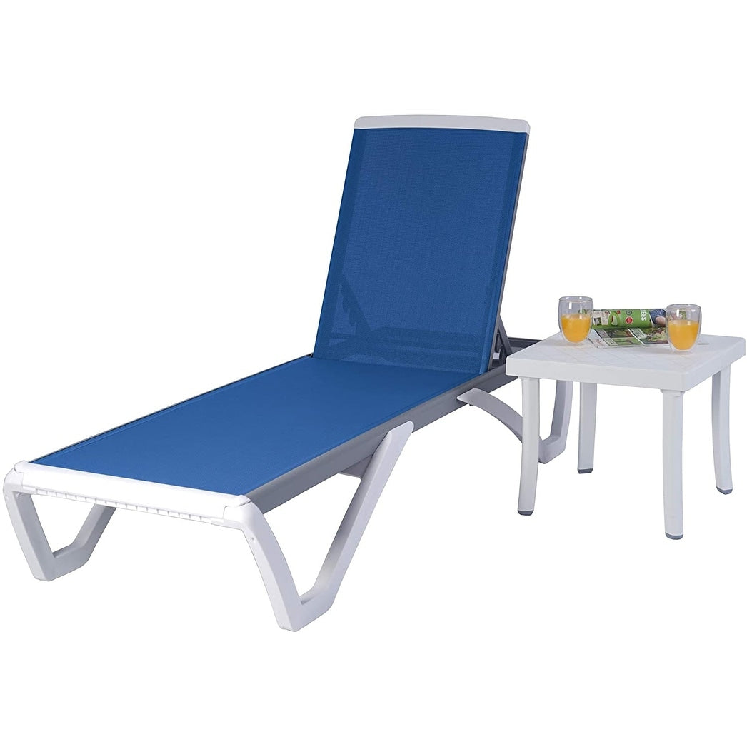 Chaise longue de jardin inclinable et réglable Kozyard Alan, entièrement en aluminium et avec pieds en résine de polypropylène.