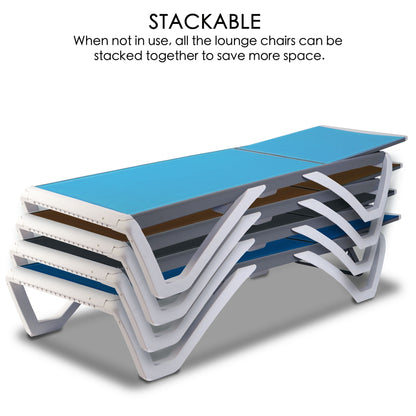 Chaise longue de jardin inclinable et réglable Kozyard Alan, entièrement en aluminium et avec pieds en résine de polypropylène.