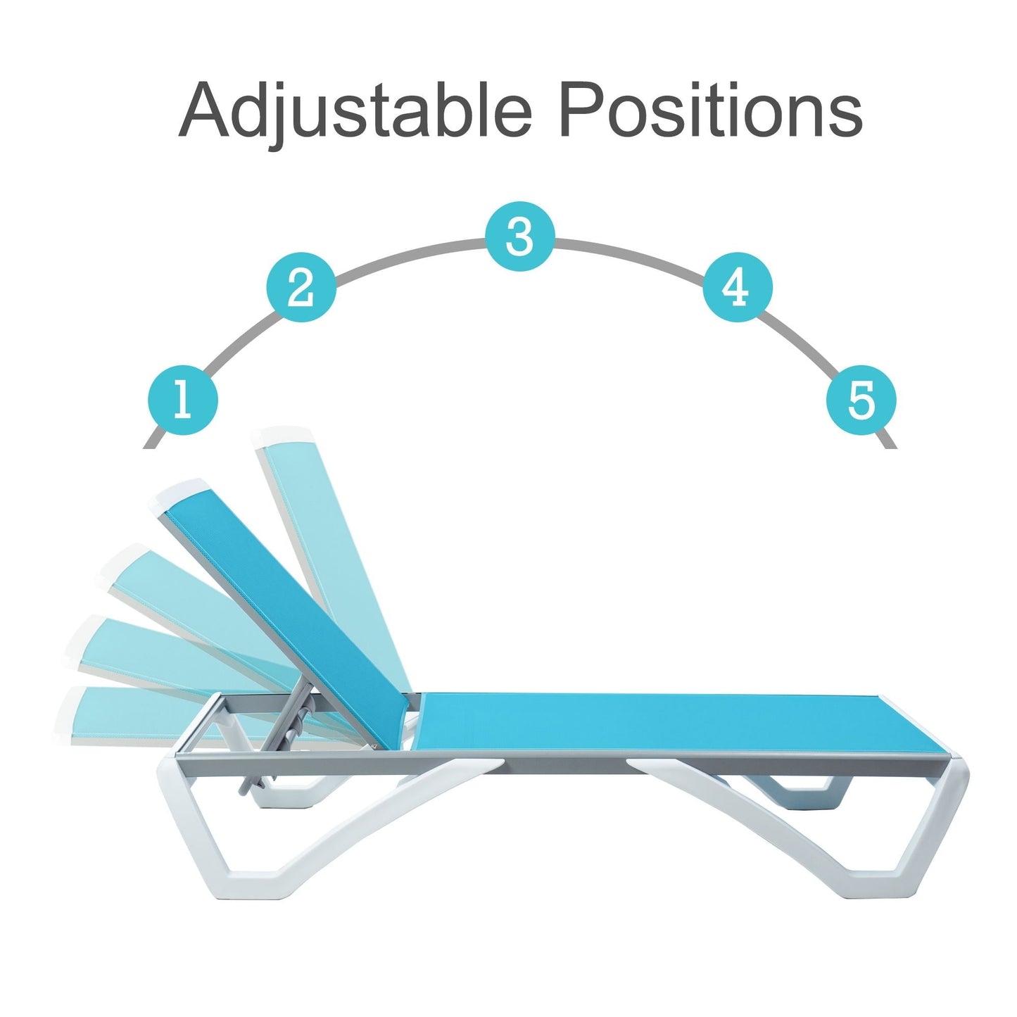 Chaise longue de jardin inclinable et réglable Kozyard Alan, entièrement en aluminium et avec pieds en résine de polypropylène.