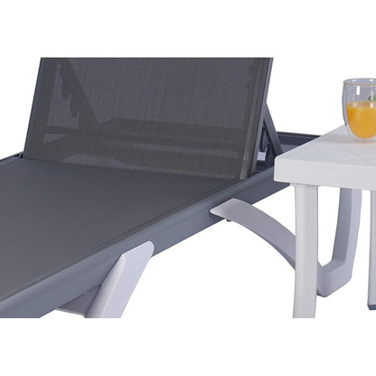 Chaise longue de jardin inclinable et réglable Kozyard Alan, entièrement en aluminium et avec pieds en résine de polypropylène.