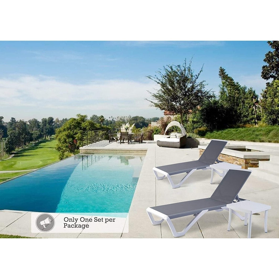 Chaise longue de jardin inclinable et réglable Kozyard Alan, entièrement en aluminium et avec pieds en résine de polypropylène.