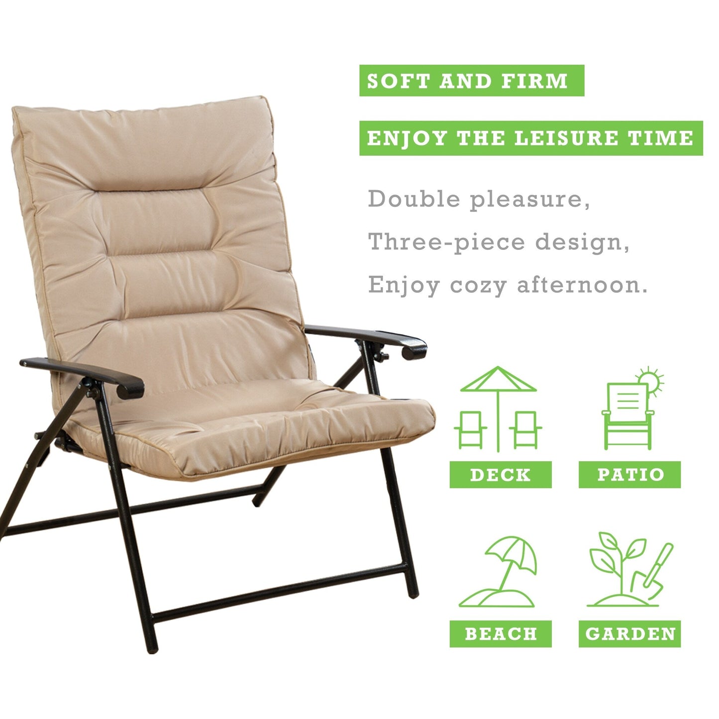 Kozyard Elsa Ensemble de meubles de jardin pliants pour bistro, 3 pièces, avec coussins