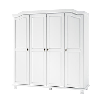 Palace Imports Armoire Kyle 4 portes en bois massif avec portes en bois massif ou en miroir