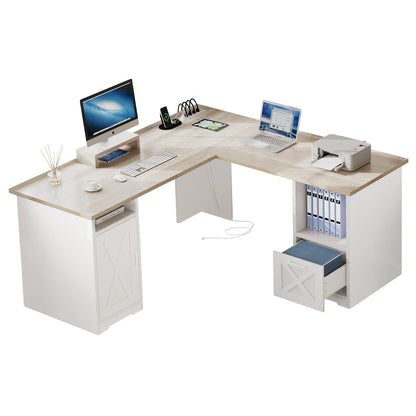 Bureau de jeu en forme de L Moasis, bureau d'ordinateur d'angle de 59 pouces avec support de moniteur