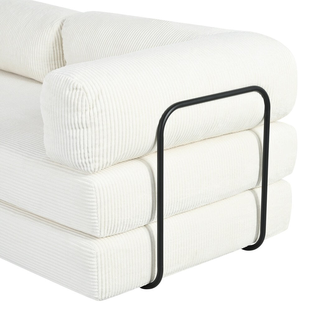 Canapé-lit modulaire en forme de L en tissu cordou