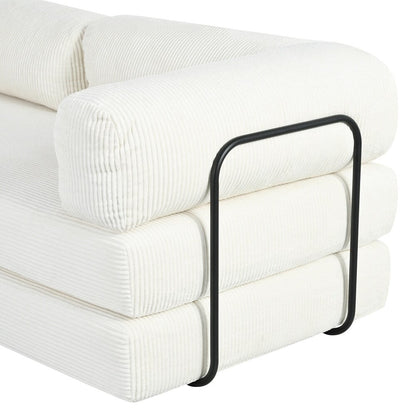 Canapé-lit modulaire en forme de L en tissu cordou