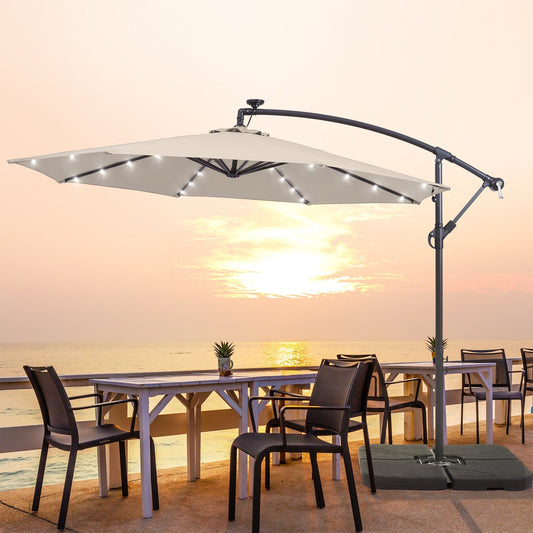 Parasol de jardin déporté LIVOOSUN 10 pieds avec base en croix et éclairage LED