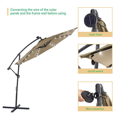 Parasol de jardin déporté LIVOOSUN 10 pieds avec base en croix et éclairage LED