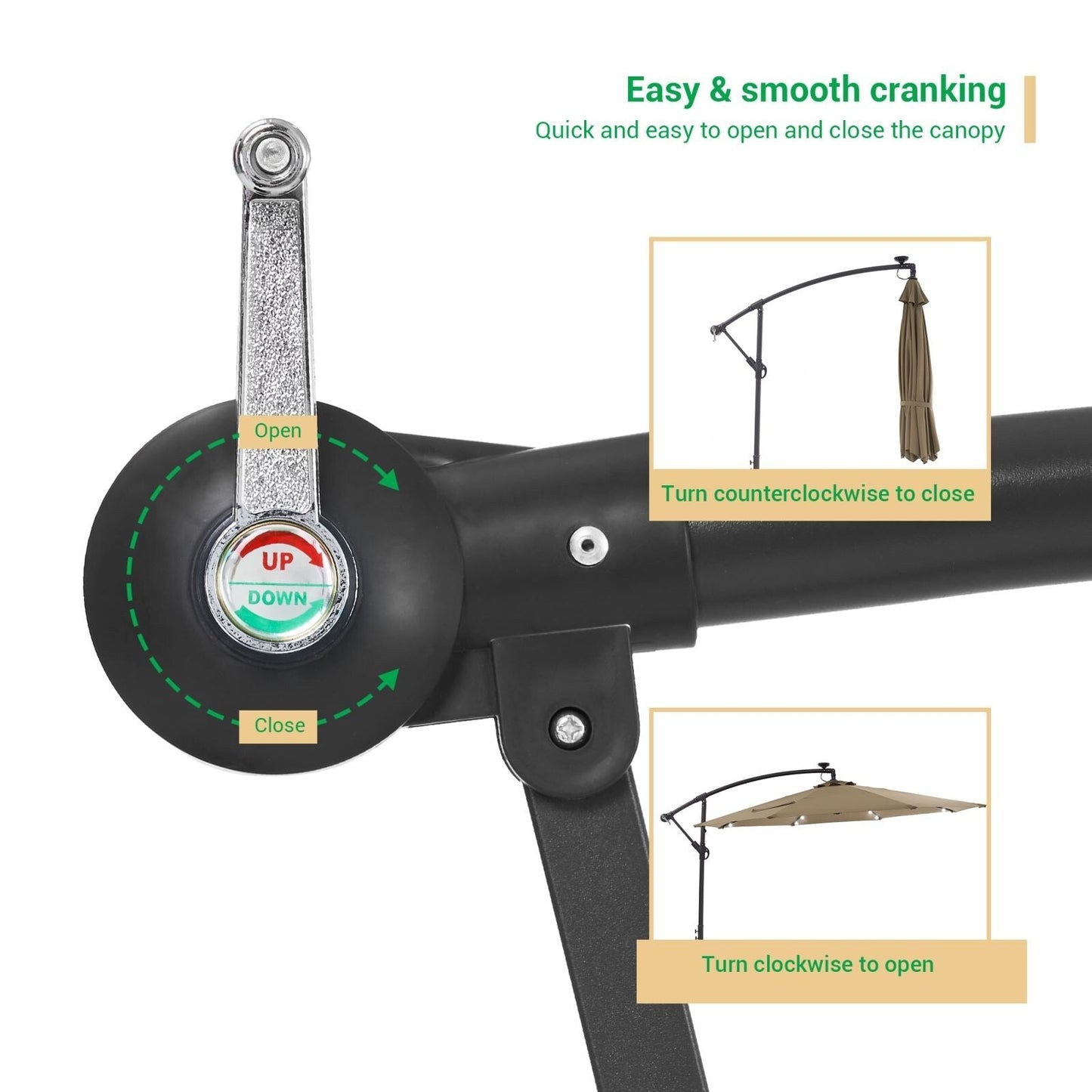 Parasol de jardin déporté LIVOOSUN 10 pieds avec base en croix et éclairage LED