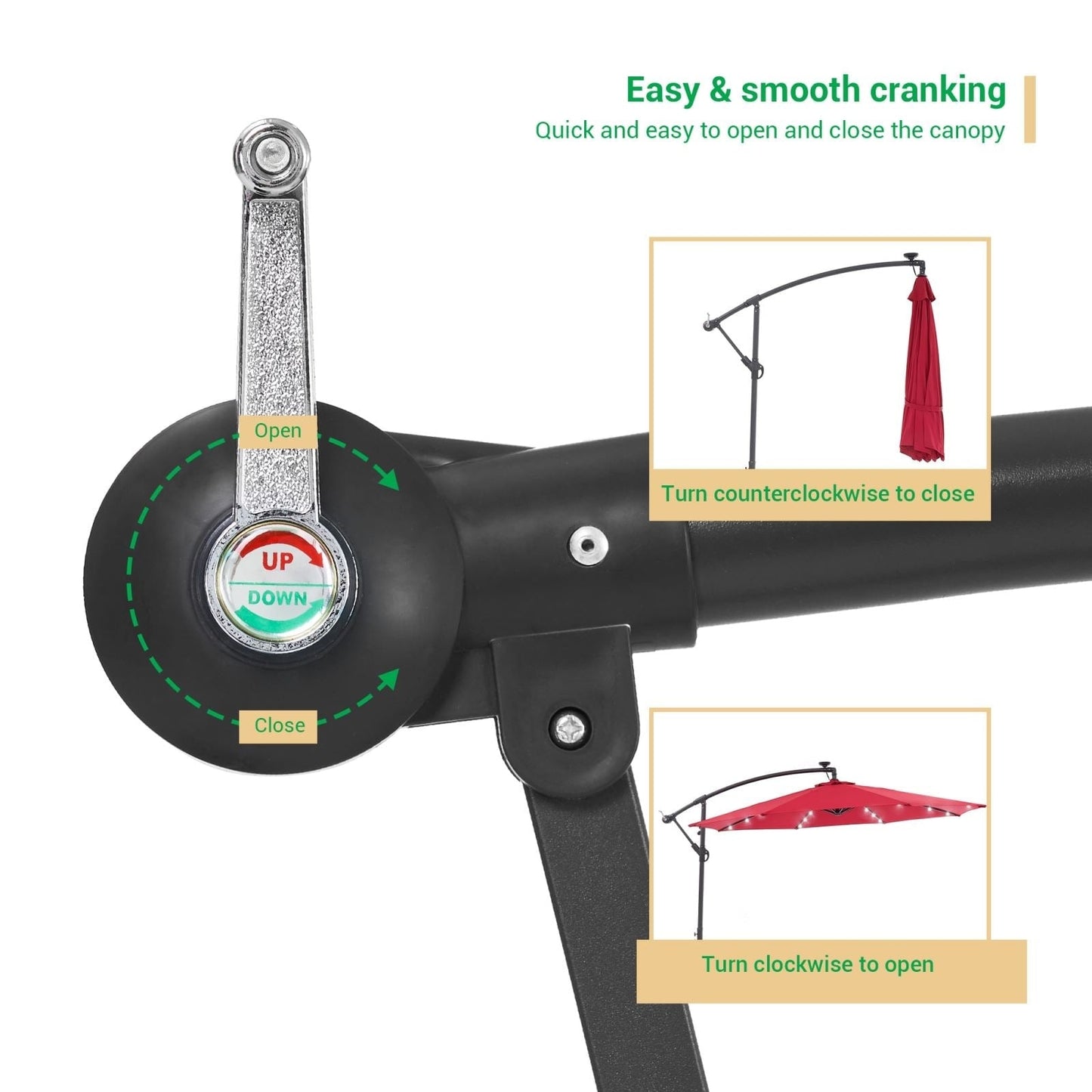 Parasol de jardin déporté LIVOOSUN 10 pieds avec base en croix et éclairage LED