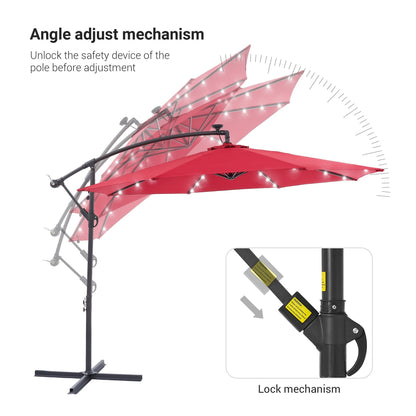 Parasol de jardin déporté LIVOOSUN 10 pieds avec base en croix et éclairage LED