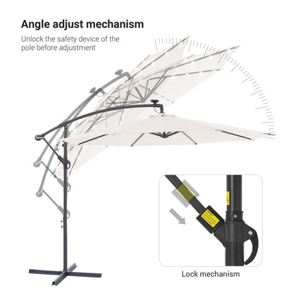 Parasol de jardin déporté LIVOOSUN 10 pieds avec base en croix et éclairage LED