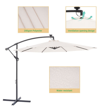Parasol de jardin déporté LIVOOSUN 10 pieds avec base en croix et éclairage LED