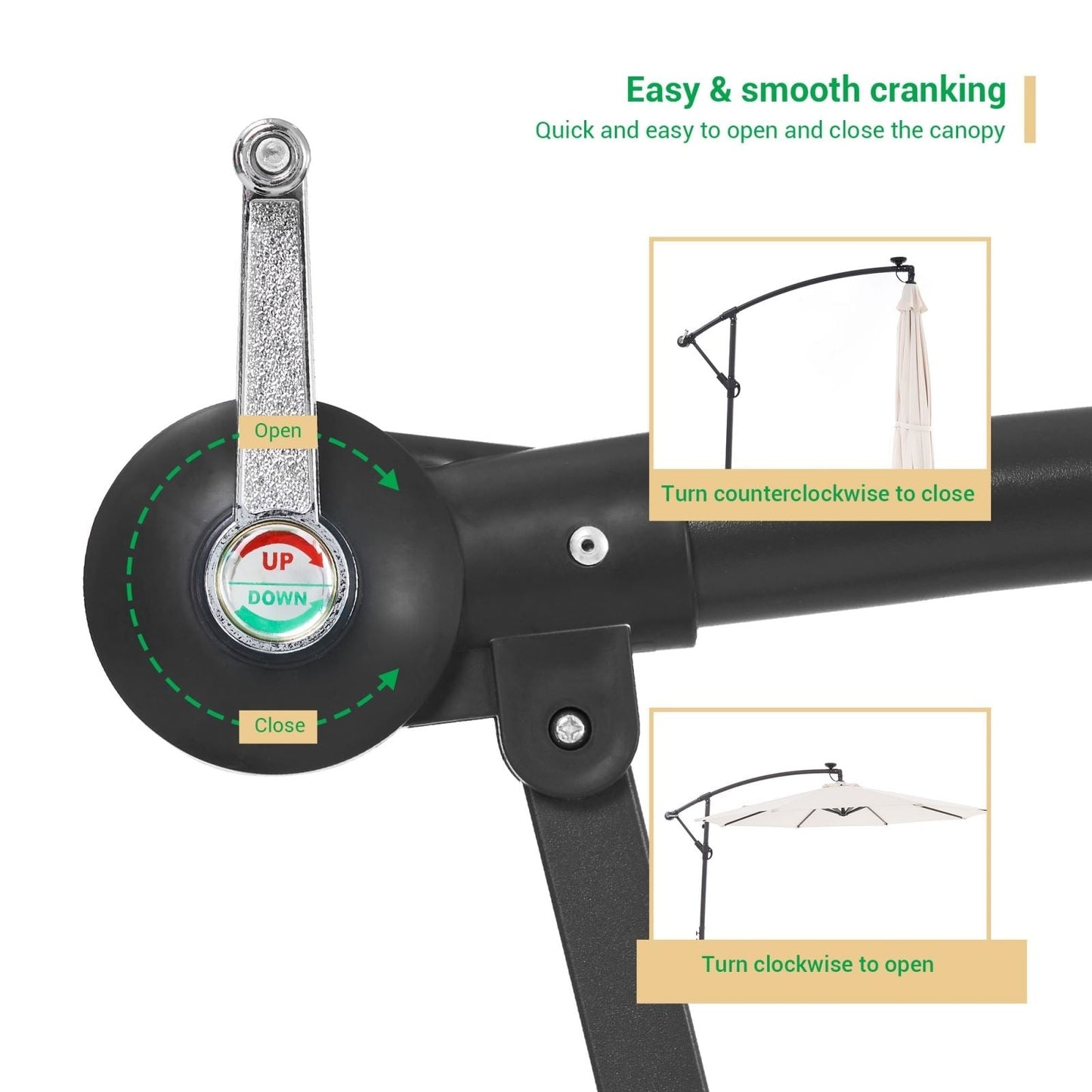 Parasol de jardin déporté LIVOOSUN 10 pieds avec base en croix et éclairage LED