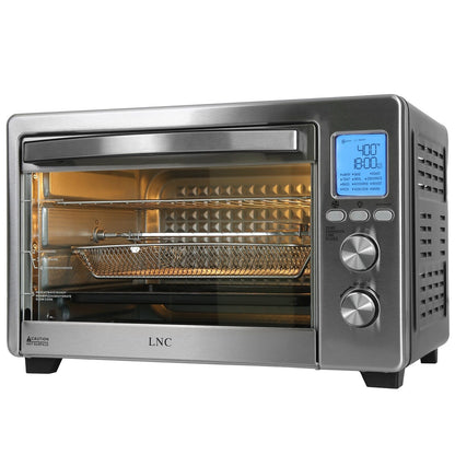 Four à convection, rotisserie et friteuse à air LNC 12-en-1, grand modèle de 34 QT pour comptoir - 19,5 L x 15 l x 12,5 H (cm)