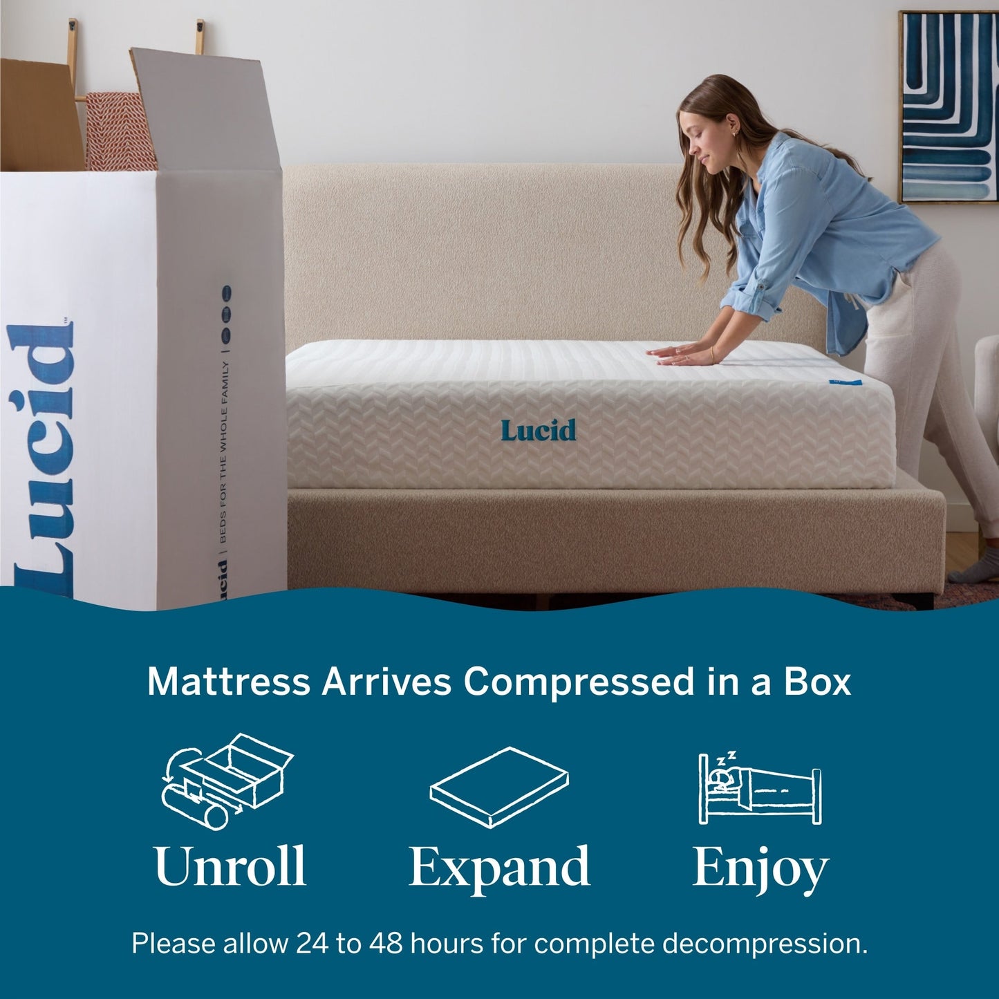 Matelas en mousse à mémoire de forme avec gel de luxe Lucid de 10 pouces