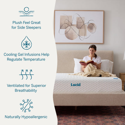Matelas en mousse à mémoire de forme avec gel de luxe Lucid de 10 pouces