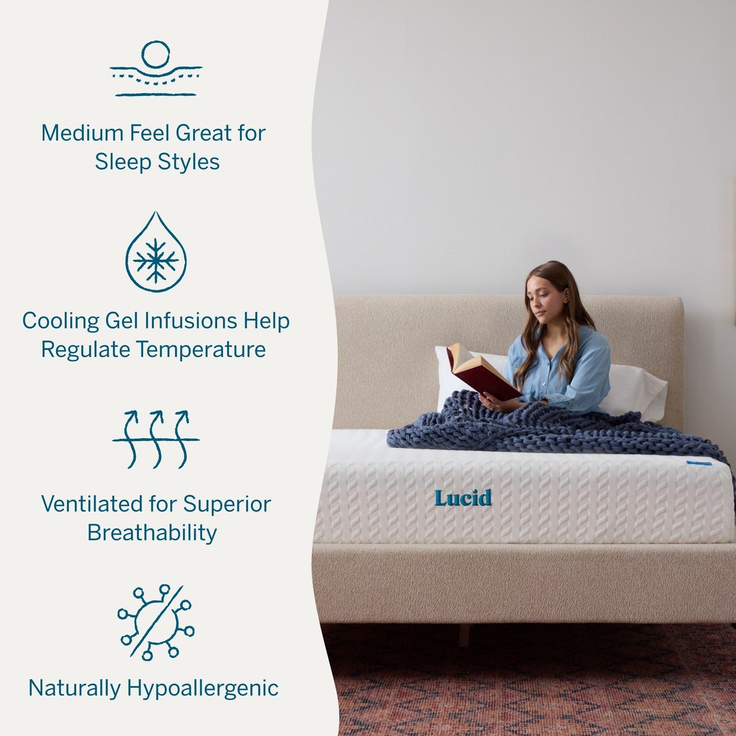 Matelas en mousse à mémoire de forme avec gel de luxe Lucid de 10 pouces