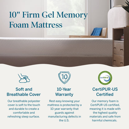 Matelas en mousse à mémoire de forme avec gel de luxe Lucid de 10 pouces