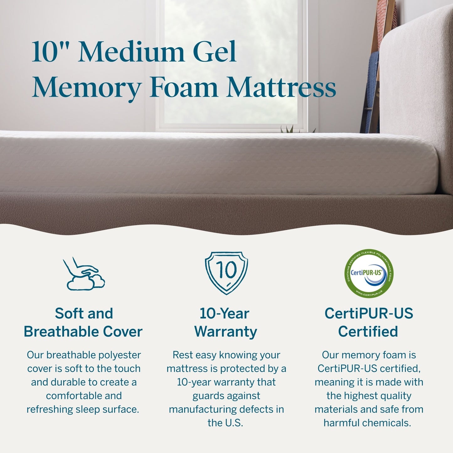 Matelas en mousse à mémoire de forme avec gel de luxe Lucid de 10 pouces