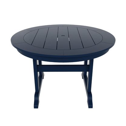 Ensemble de repas de jardin Polytrends Laguna en HDPE, résistant aux intempéries, avec table ronde et chaises à accoudoirs (ensemble de 5 pièces)