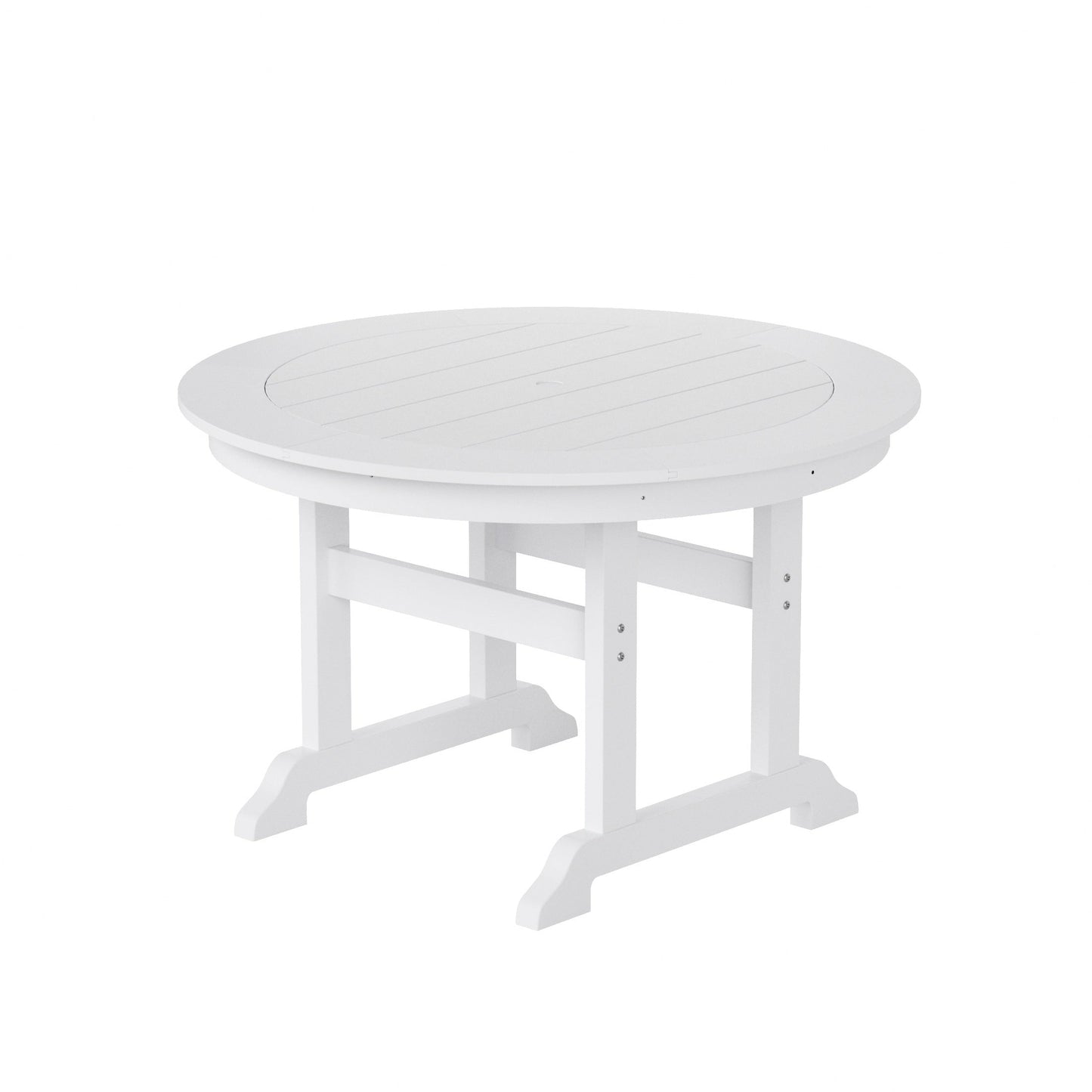 Ensemble de repas de jardin Polytrends Laguna en HDPE, résistant aux intempéries, avec table ronde et chaises à accoudoirs (ensemble de 5 pièces)