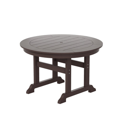 Ensemble de repas de jardin Polytrends Laguna en HDPE, résistant aux intempéries, avec table ronde et chaises à accoudoirs (ensemble de 5 pièces)