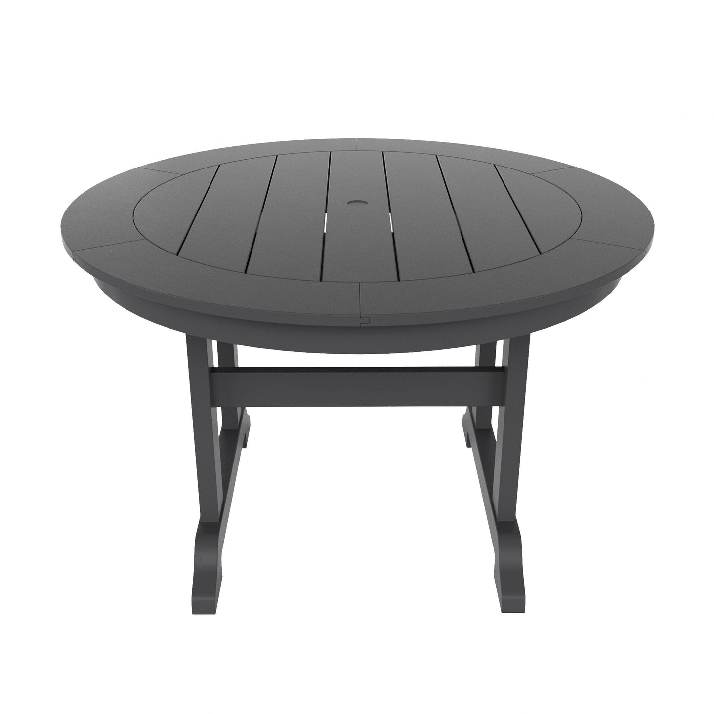 Ensemble de repas de jardin Polytrends Laguna en HDPE, résistant aux intempéries, avec table ronde et chaises à accoudoirs (ensemble de 5 pièces)