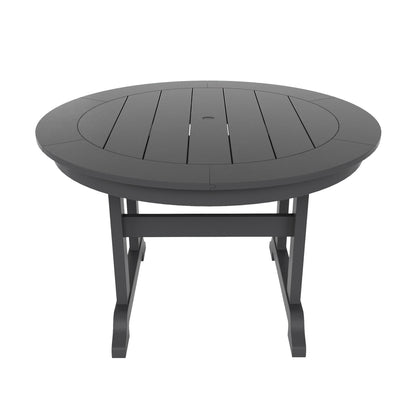 Ensemble de repas de jardin Polytrends Laguna en HDPE, résistant aux intempéries, avec table ronde et chaises à accoudoirs (ensemble de 5 pièces)