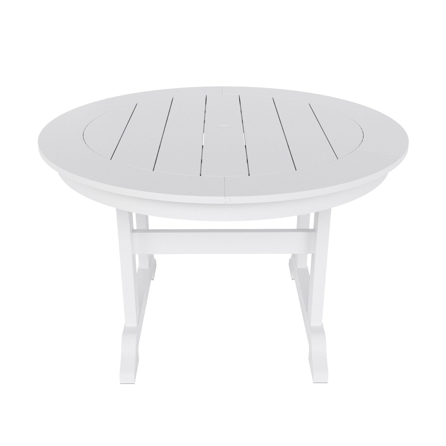Ensemble de repas de jardin Polytrends Laguna en HDPE, résistant aux intempéries, avec table ronde et chaises à accoudoirs (ensemble de 5 pièces)
