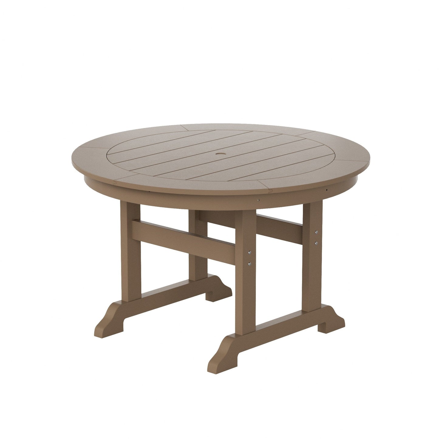 Ensemble de repas de jardin Polytrends Laguna en HDPE, résistant aux intempéries, avec table ronde et chaises à accoudoirs (ensemble de 5 pièces)