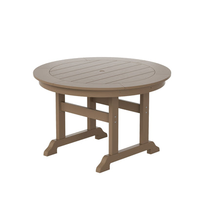 Ensemble de repas de jardin Polytrends Laguna en HDPE, résistant aux intempéries, avec table ronde et chaises à accoudoirs (ensemble de 5 pièces)