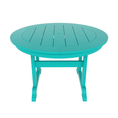 Ensemble de repas de jardin Polytrends Laguna en HDPE, résistant aux intempéries, avec table ronde et chaises à accoudoirs (ensemble de 5 pièces)