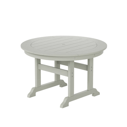 Ensemble de repas de jardin Polytrends Laguna en HDPE, résistant aux intempéries, avec table ronde et chaises à accoudoirs (ensemble de 5 pièces)