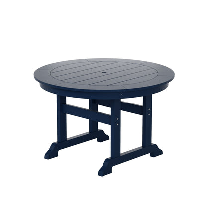Ensemble de repas de jardin Polytrends Laguna en HDPE, résistant aux intempéries, avec table ronde et chaises à accoudoirs (ensemble de 5 pièces)