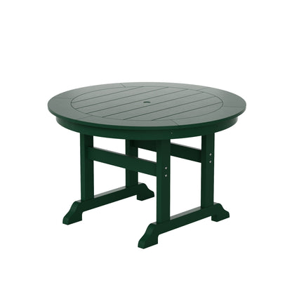 Ensemble de repas de jardin Polytrends Laguna en HDPE, résistant aux intempéries, avec table ronde et chaises à accoudoirs (ensemble de 5 pièces)