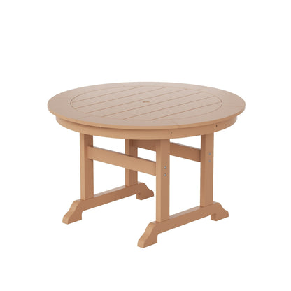 Ensemble de repas de jardin Polytrends Laguna en HDPE, résistant aux intempéries, avec table ronde et chaises à accoudoirs (ensemble de 5 pièces)