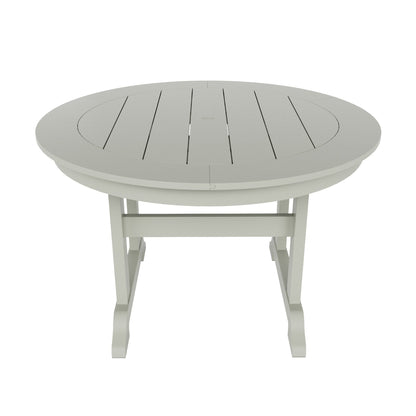 Ensemble de repas de jardin Polytrends Laguna en HDPE, résistant aux intempéries, avec table ronde et chaises à accoudoirs (ensemble de 5 pièces)